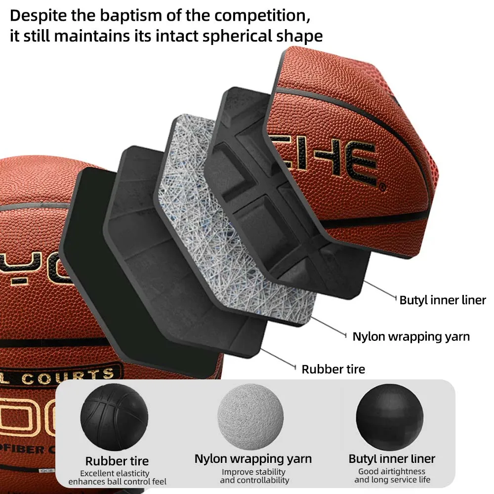 PSYCHE Basketball Officiel Taille 7 - Cuir PU souple au toucher durable, antidérapant Idéal pour les jeux et l'entraînement quotidien