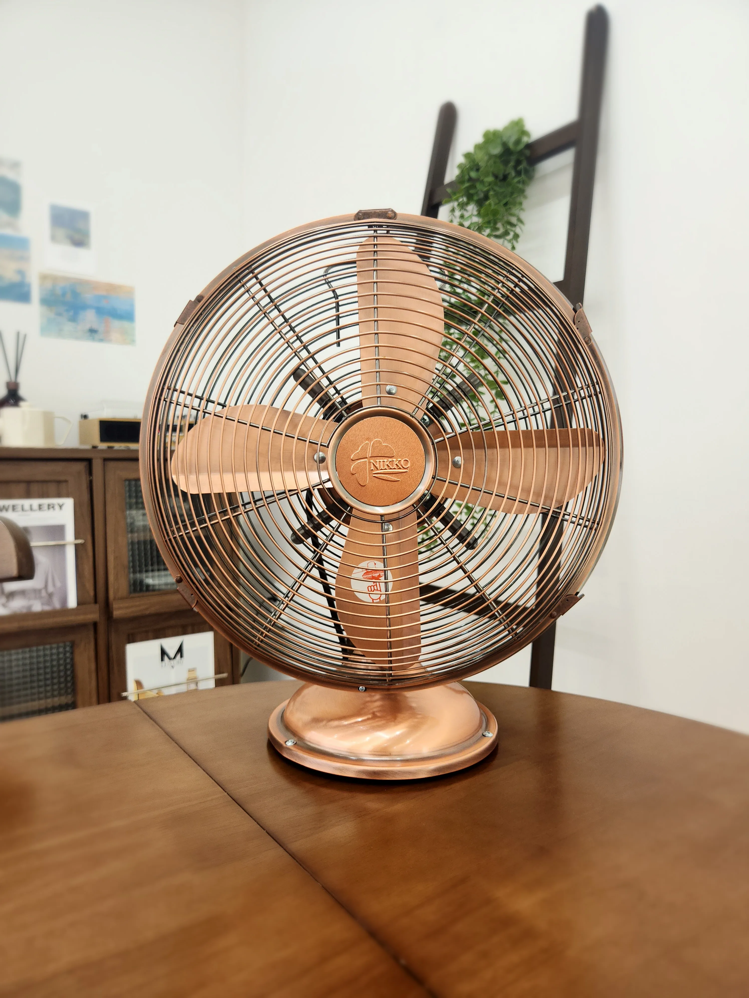 Nico Metal fan 1213 bronze brass tabletop interior design decorative home office shop retro roe's bad fan, star sentimental