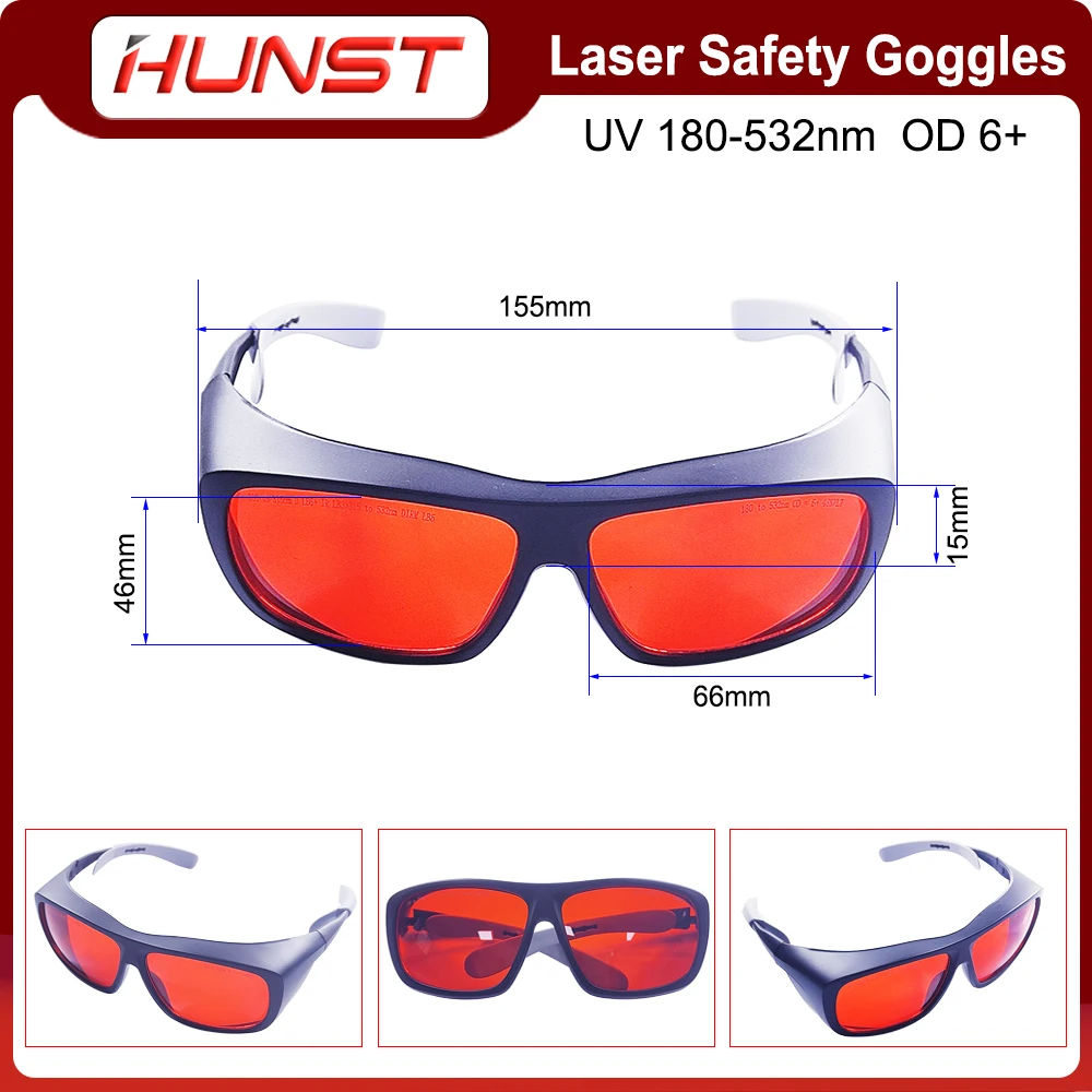 HUNST OD 6+ Professional Laser Glasses Protective Goggles for 355nm UV Laser 450nm Blue Laser and 520nm 532nm Green Laser