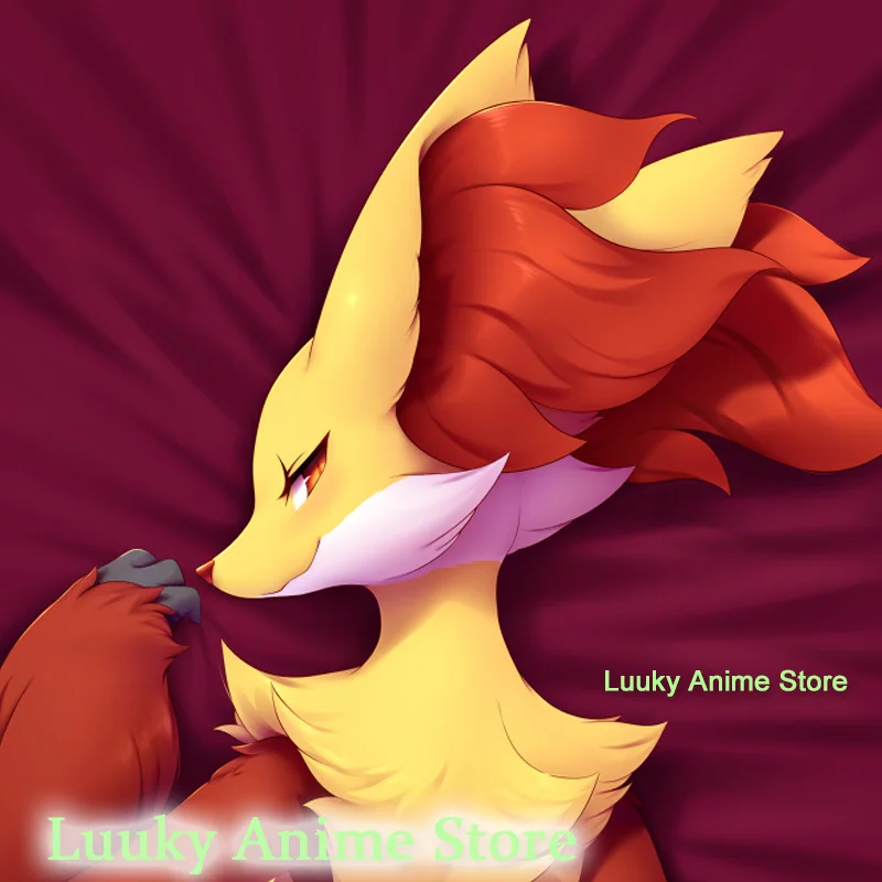 Imagem -02 - Dakimakura Anime Delphox Peludo Dupla Face Impressão Vida-tamanho do Corpo Travesseiro Capa