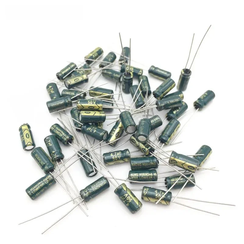 50 sztuk/partia 4.7UF 50V 105C 5X11mm aluminiowy kondensator elektrolityczny 50V4.7UF promieniowy przewód 50 sztuk — zdjęcie 2