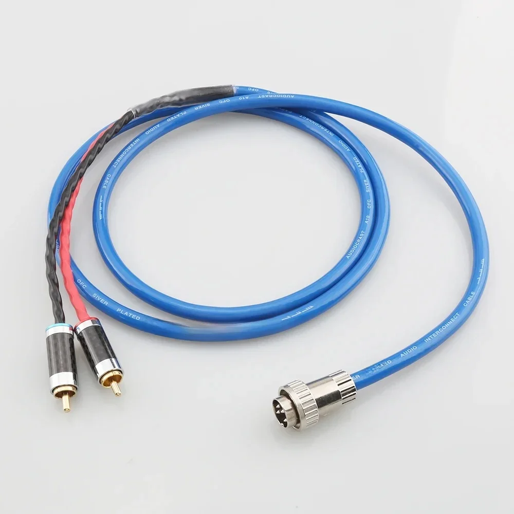 4-pinowe 5-pinowe złącze Din z blokadą obrotową do 2 wtyków RCA stereo, kabel audio HiFi Naim, kabel Phono OFC posrebrzany — zdjęcie produktu 7