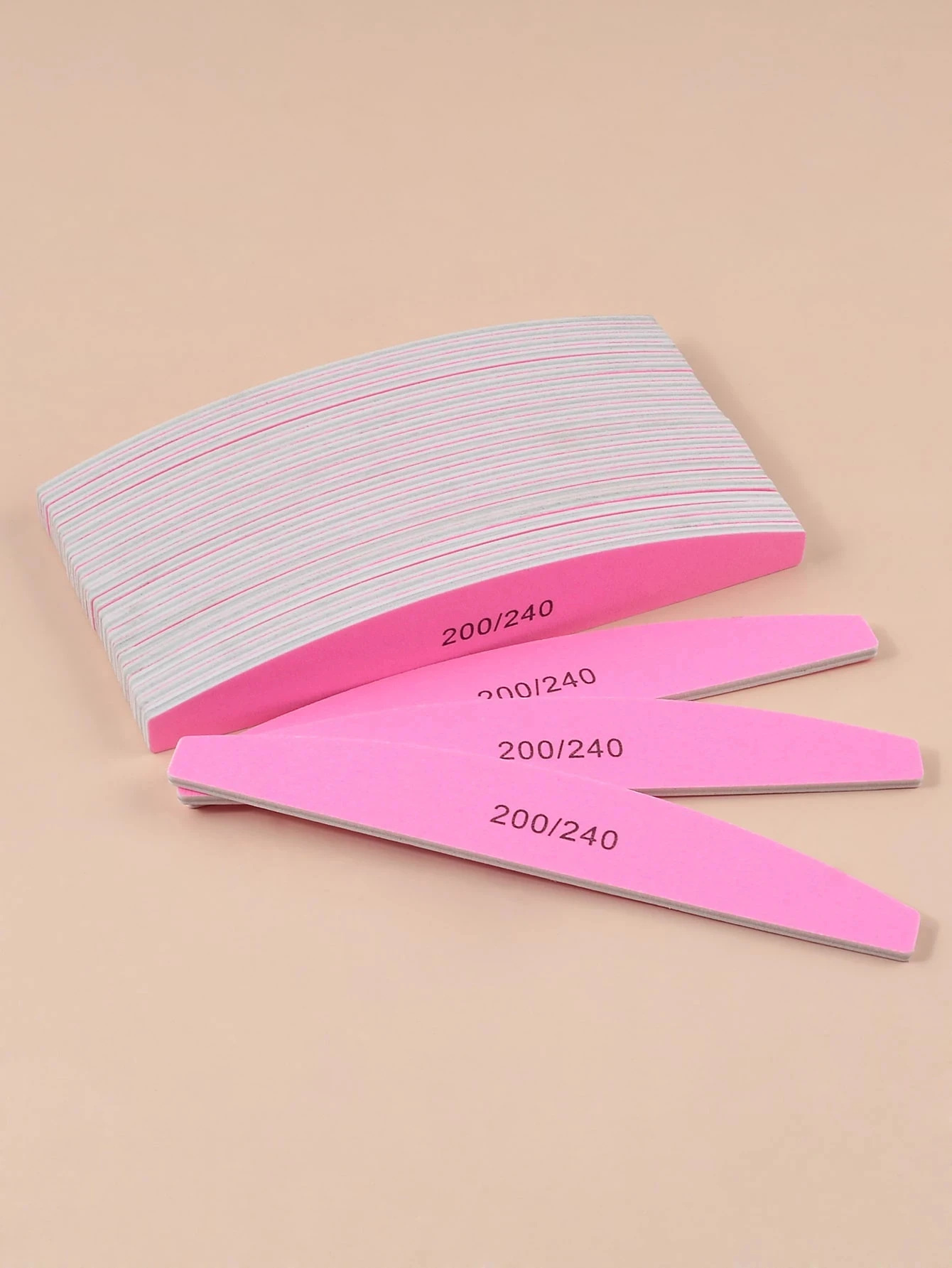 3/5/10/25/50 Uds limas de uñas profesionales 200 240 EVA limas de uñas de media luna rosa papel de lija para uñas juego de herramientas de salón de manicura