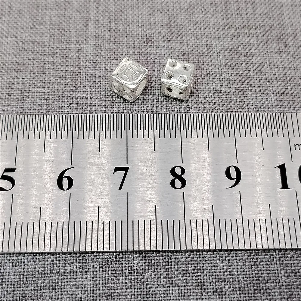 2 Pieces of 925 Sterling Silver Balance Harmony Bead Coin Cube Wealth and Death Spacer for Bracelet Necklace