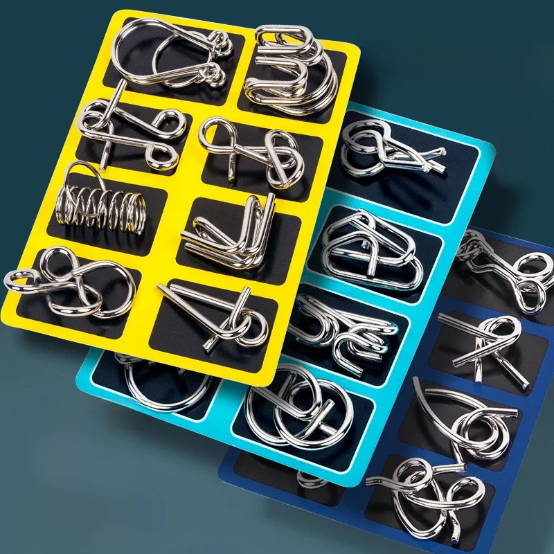 8 pièces/ensemble métal Montessori Puzzle fil esprit casse-tête Puzzles enfants adultes jeu interactif soulageant jouets éducatifs