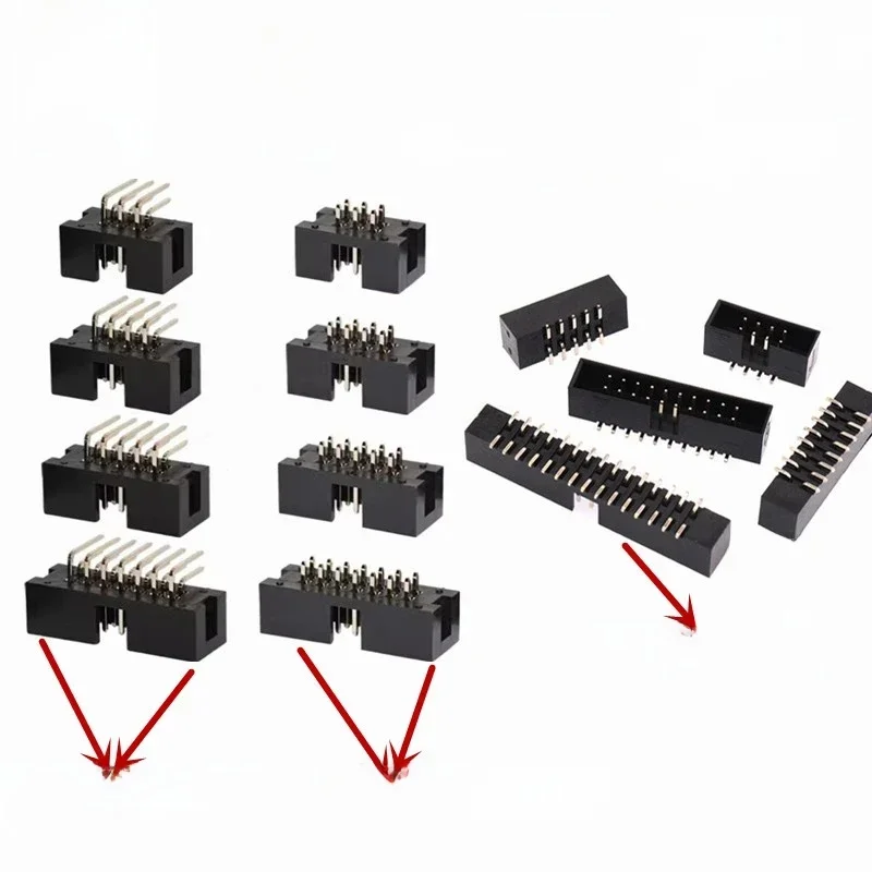 10 pièces pas 1.27mm 2.0mm 2.54mm prise mâle droite idc box en-têtes connecteur PCB DOUBLE rangée DC3 en-tête Dip 6/10/20/26/34/40 broches