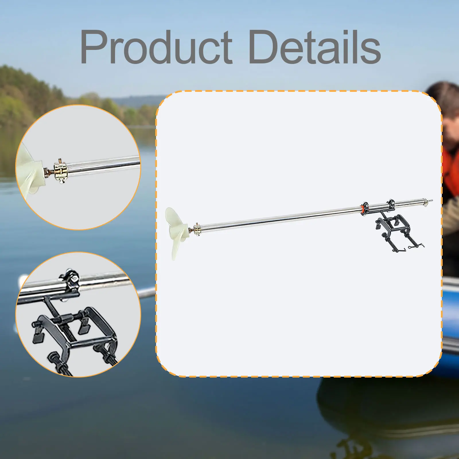 Powered Handheld Propeller Electric Outboard Motor with Drive Shaft Thruster Bracket Accessory for Boat Kayak Lake Pond Boating