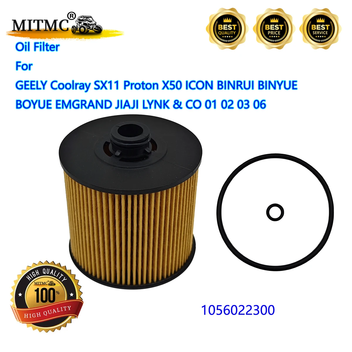 

Масляный фильтр для GEELY Coolray SX11 Proton X50 ICON BINRUI BINYUE BOYUE EMGRAND JIAJI LYNK & CO 01 02 03 06 1056022300