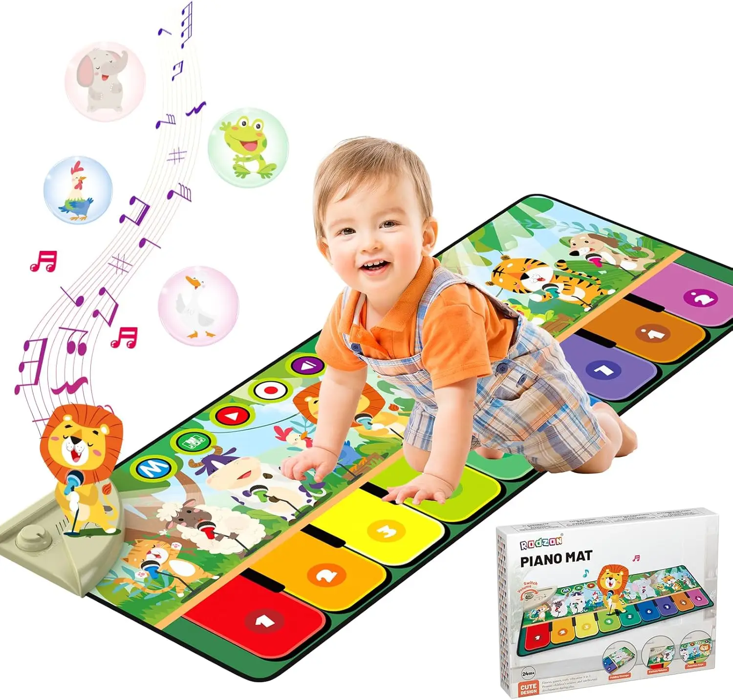 Alfombra musical de piano para bebés con 19 canciones y 10 animales