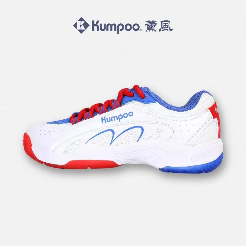 2024 Kumpoo 남성용 통기성 배드민턴 신발, 실내 코트 운동화, 미끄럼 방지 운동화, 흰색, 사이즈 32-45
