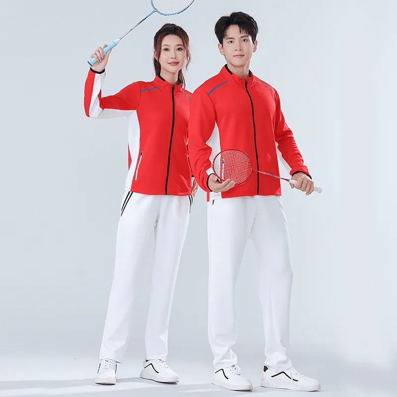 

Unisex Tennis Jacket Winter Spring Professional Athletic Badminton Jacket Blue/Red/ White Sports Coat For Men Women Set Jogging