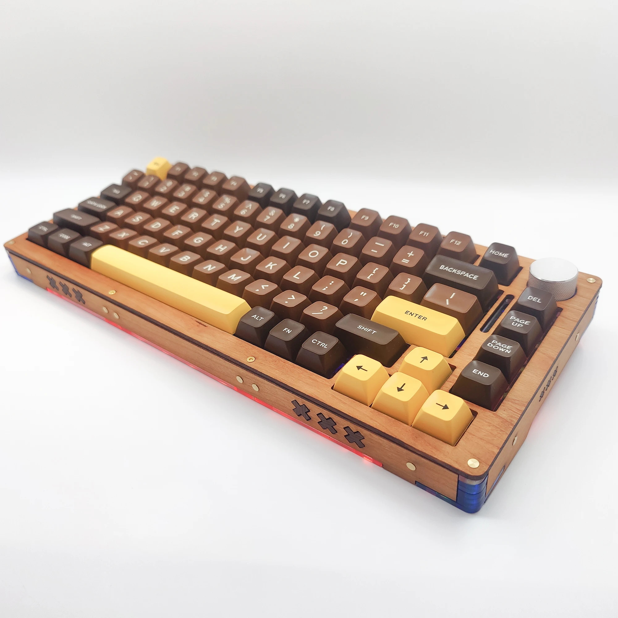 

Cherry Wood Soild Wood & Arcylic 75% Wireless RGB Mechanical Keyboard Kit Gasket Hot Swappable Socket 68keys Switch