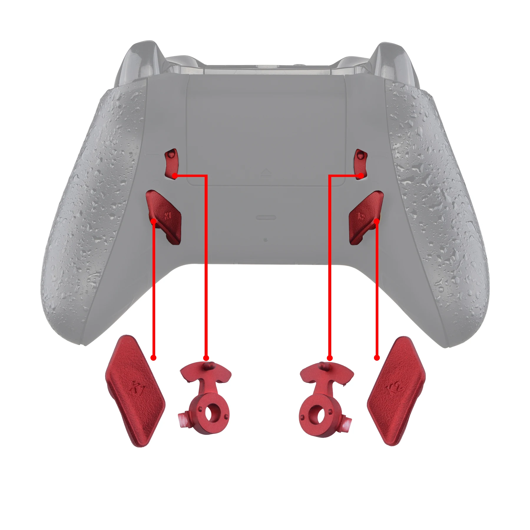 eXtremeRate Scarlet Red Soft Touch Fix Parts Buttons K1 K2 Paddles for  Xbox One S X Controller LOFTY Remap & Trigger Stop Kit