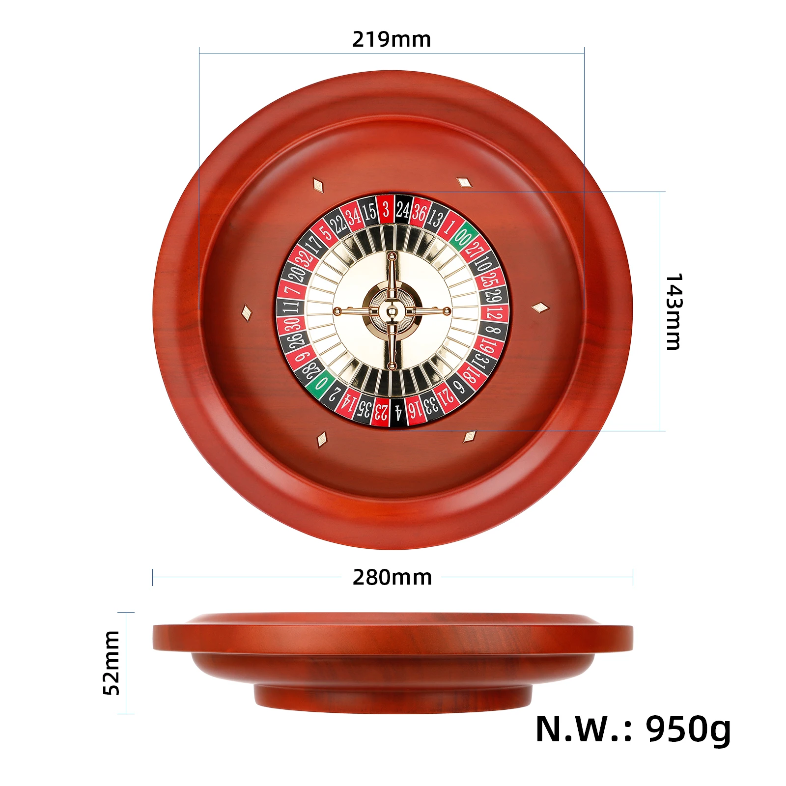 Solid Wood Roulette Wheel, 28cm Small Size Roulette Wheels Spinning for Home Game Night Party