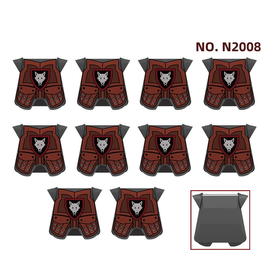MOC – blocs de construction d'armure médiévale, figurine de soldat, château, chevalier, gilet, cape, accessoires militaires, manteaux, briques, jouets DF001
