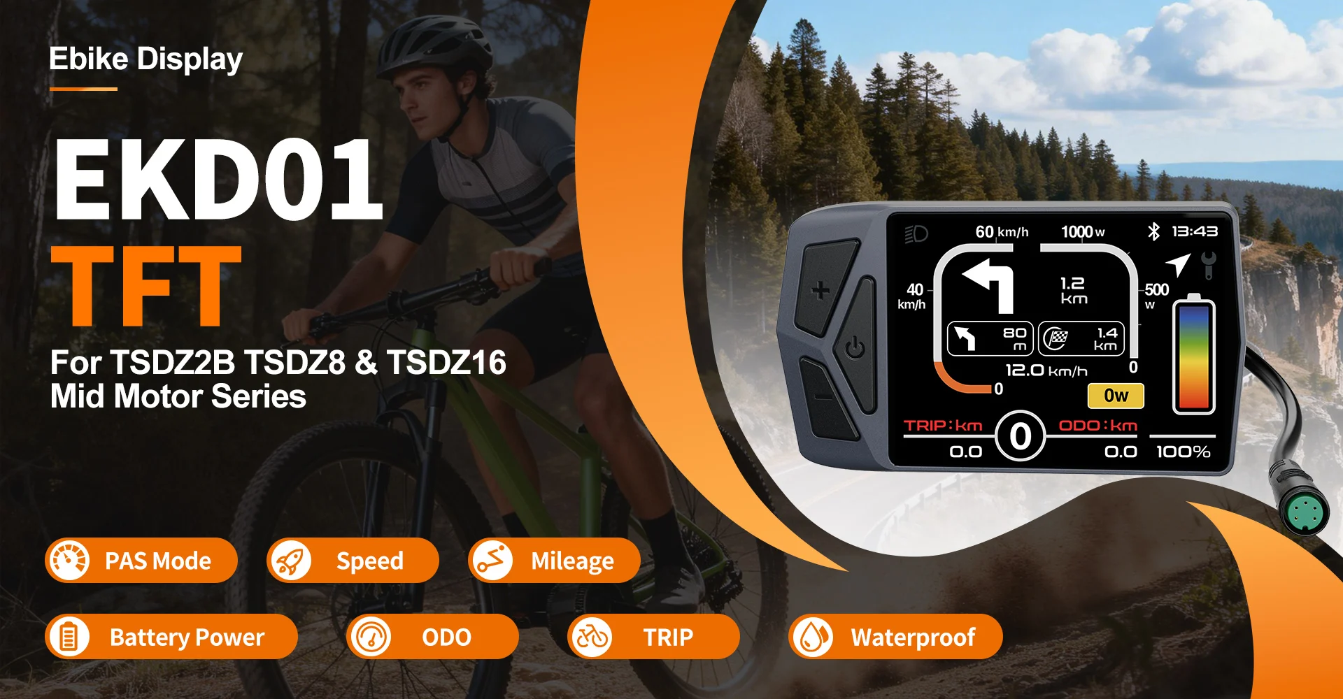Tongsheng Mid-Drive E-Bike Kit TSDZ16 Motor 48V 1000W Elektromotor E-Bike Umbausatz, EKD01 Mini DZ40 Display 0-5 Stufen, BB 68-73mm Halterungsgröße, Max. Drehmoment 160Nm – Detail 6