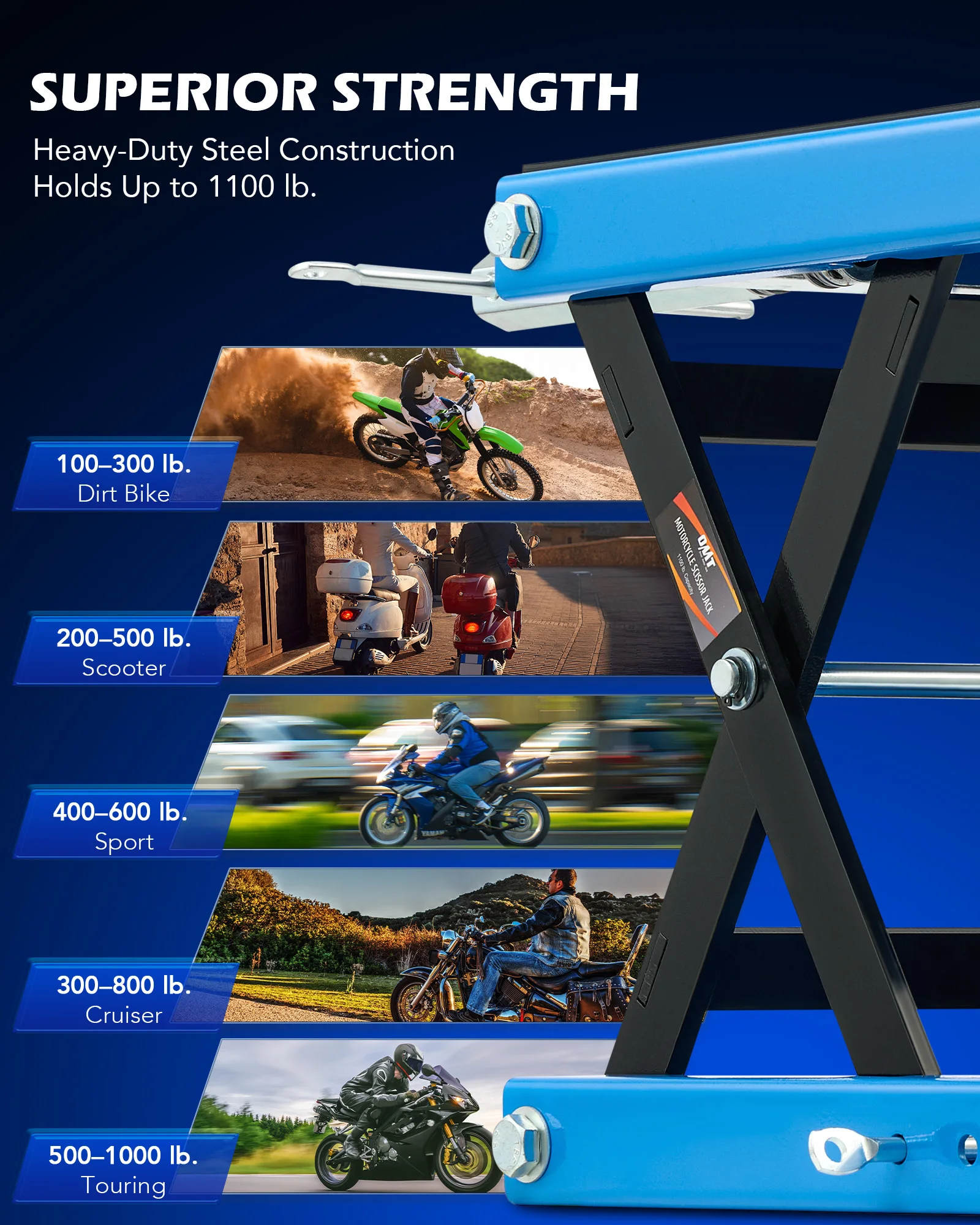 OMT 1100lb دراجة نارية مقص جاك رفع سطح واسع T مقبض رافعة حامل ATV دراجة دراجة إصلاح حامل لصيانة الدراجات النارية