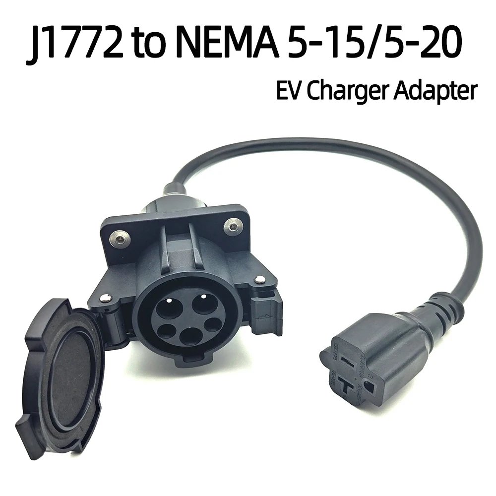 220V J1772 Type1 Socket To NEMA 5-15/5-20 EV Charger Adapter With 0.5M Cable for E-Bike/Scooter/One wheel