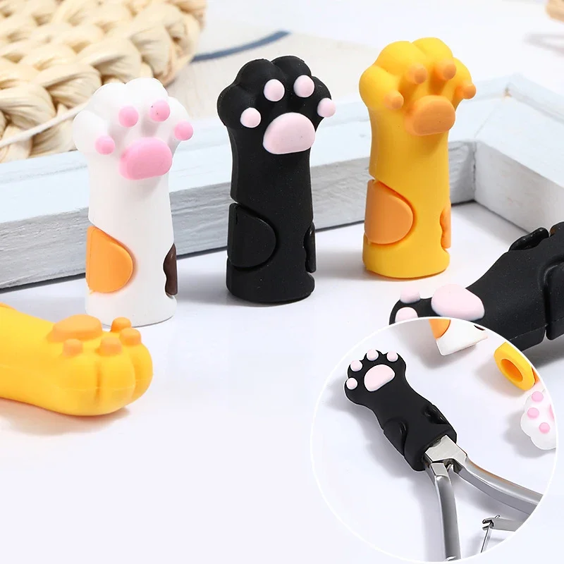 Pince à épiler élastique en Silicone, griffe de chat mignonne, protection antidérapante pour cuticules, manchon de protection pour les soins des ongles
