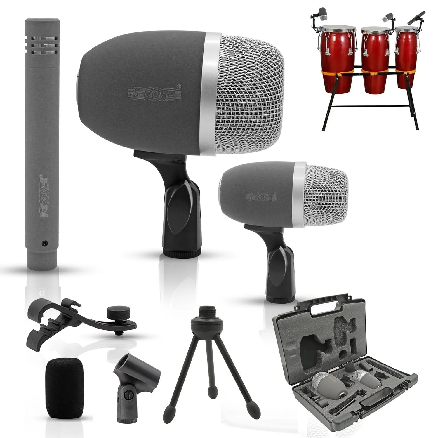 

5 Core Conga Mic Snare Tom Microphone Drum Kit Condenser XLR Instrument Mics CONGO 3XP