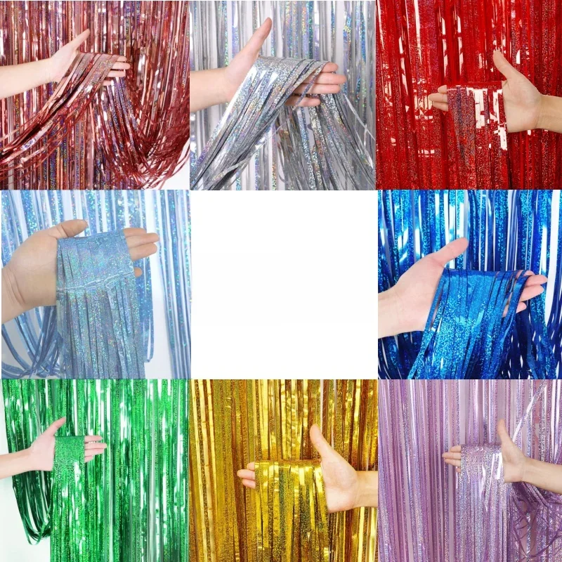 Tinsel azul rosa folha cortina 1x3m fundo de festa ouro bege verde folha franja cortina 1m 2m pano