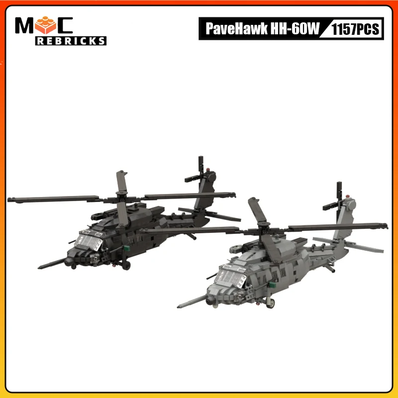 Military US Air Force Weapon PaveHawk HH-60W Combat Rescue Helicopter MOC Building Blocks Aircraft Bricks Toys for Children Gift