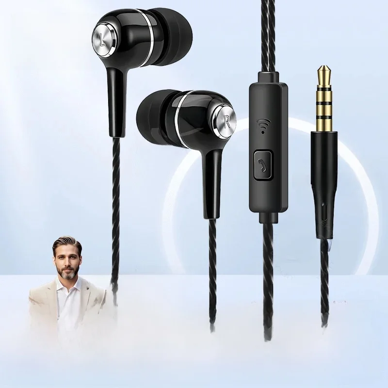 Écouteurs intra-auriculaires filaires 3,5 mm pour le sport, basse hi-fi, caisson de basses, avec micro, appels mains libres