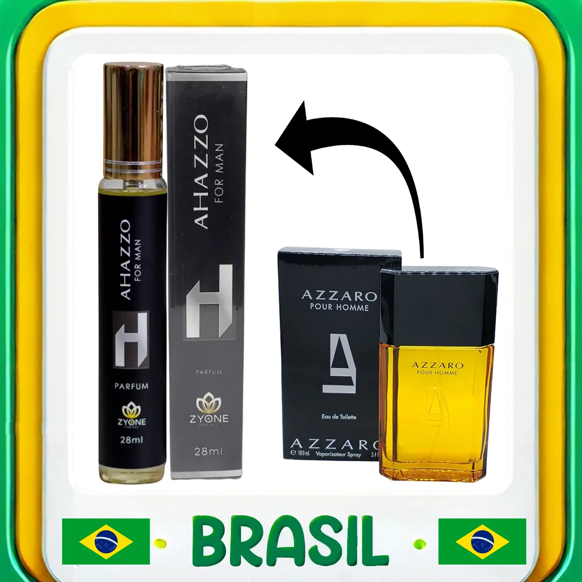 Perfume Masculino Ahazzo Zyone 28ml Alta Fixação Amadeirado Especiado Eau de Parfum EDP Fragrância Importada - Envio do Brasil