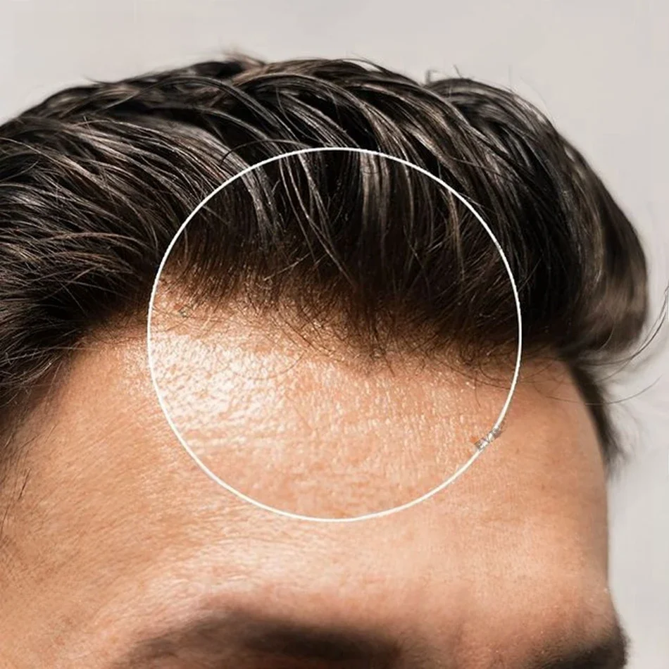 Natuurlijke haarlijn Herentoupet V-lus 0,06-0,08 mm PU-basis Haarvervangingssysteem Steil/golvend haar voor opties Blond - afbeelding 2