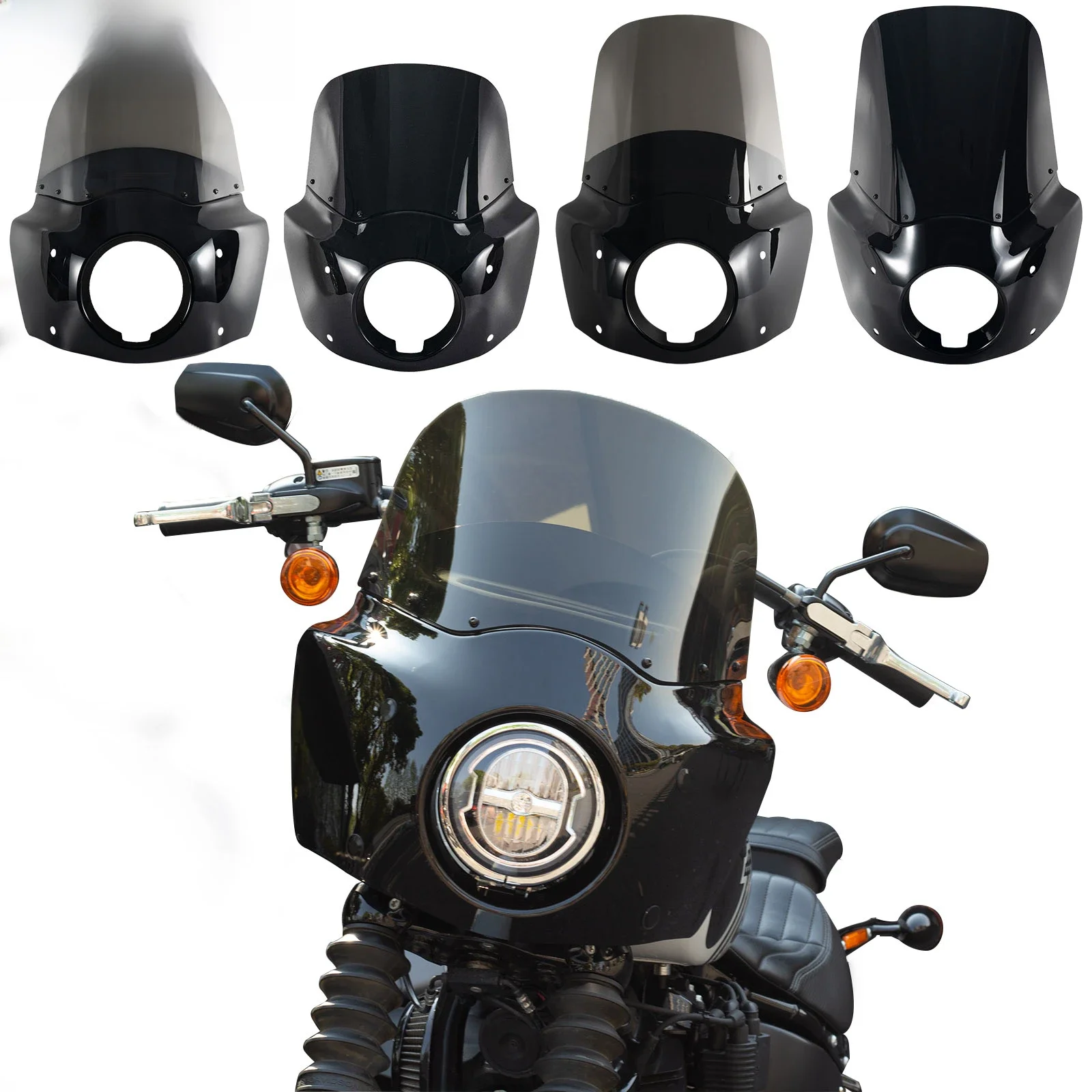 Road Warrior motorfiets kuip voor Harley Davison FXBB Softail Street Bob Low Rider Dyna Super Glide FXD - afbeelding 2
