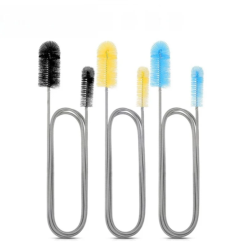 Brosse pour livres d'aquarium, tuyau d'eau, tuyau de lys, tube d'air, tube plié flexible en acier inoxydable, brosse à double tête, nettoyant précieux pour poisson