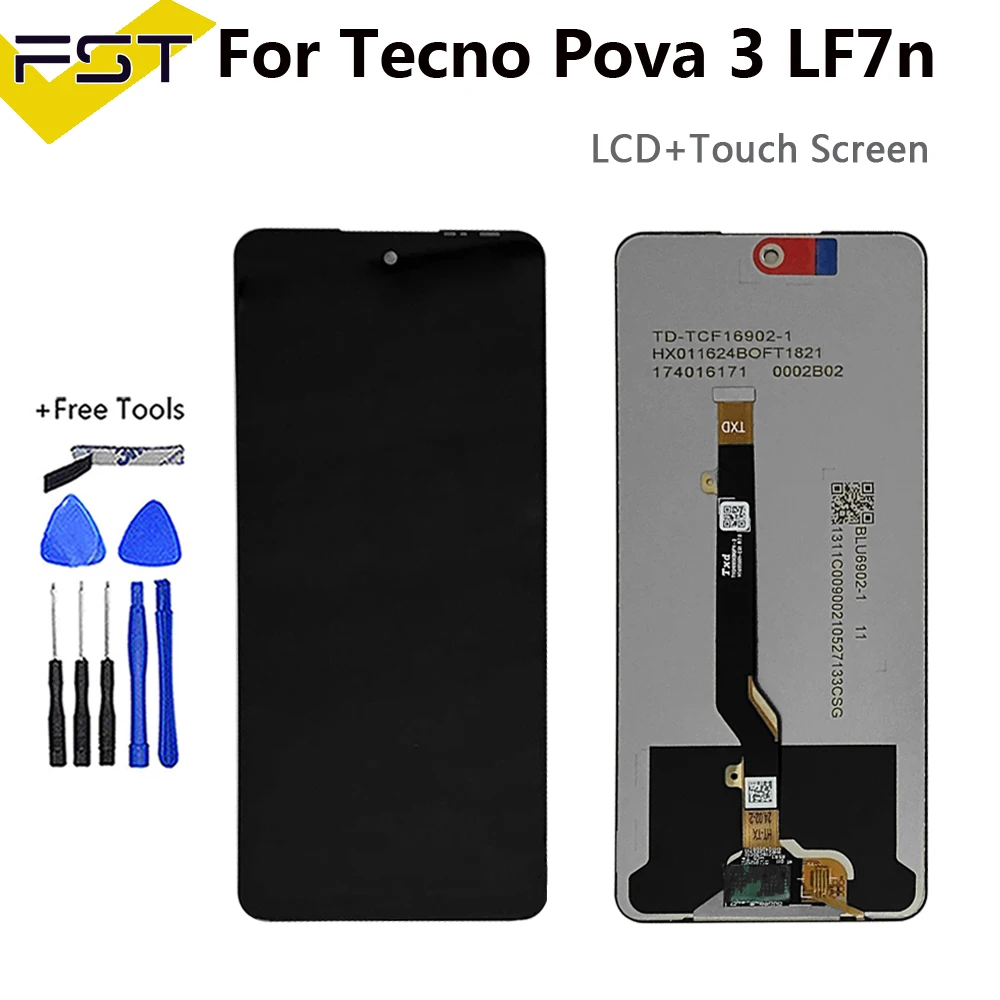 

6.9" Tested LCD For Tecno Pova 3 LF7n LCD Display Touch Screen Digitizer Assembly For Tecno Pova3 LCD Replacement Sensor Parts