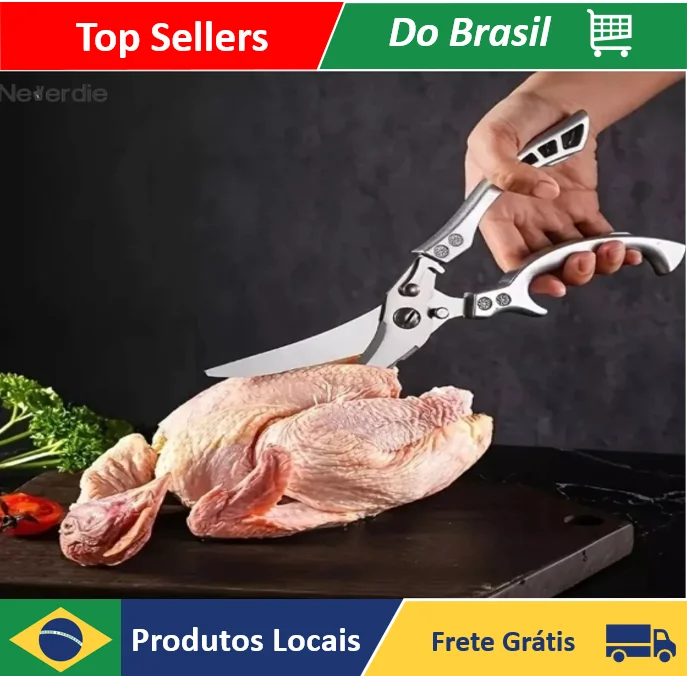 Tesoura Multifuncional Para Corte Alimentos Legumes Peixes Frangos Verdura Aço Inoxidável Utensílios - Neverdie Store