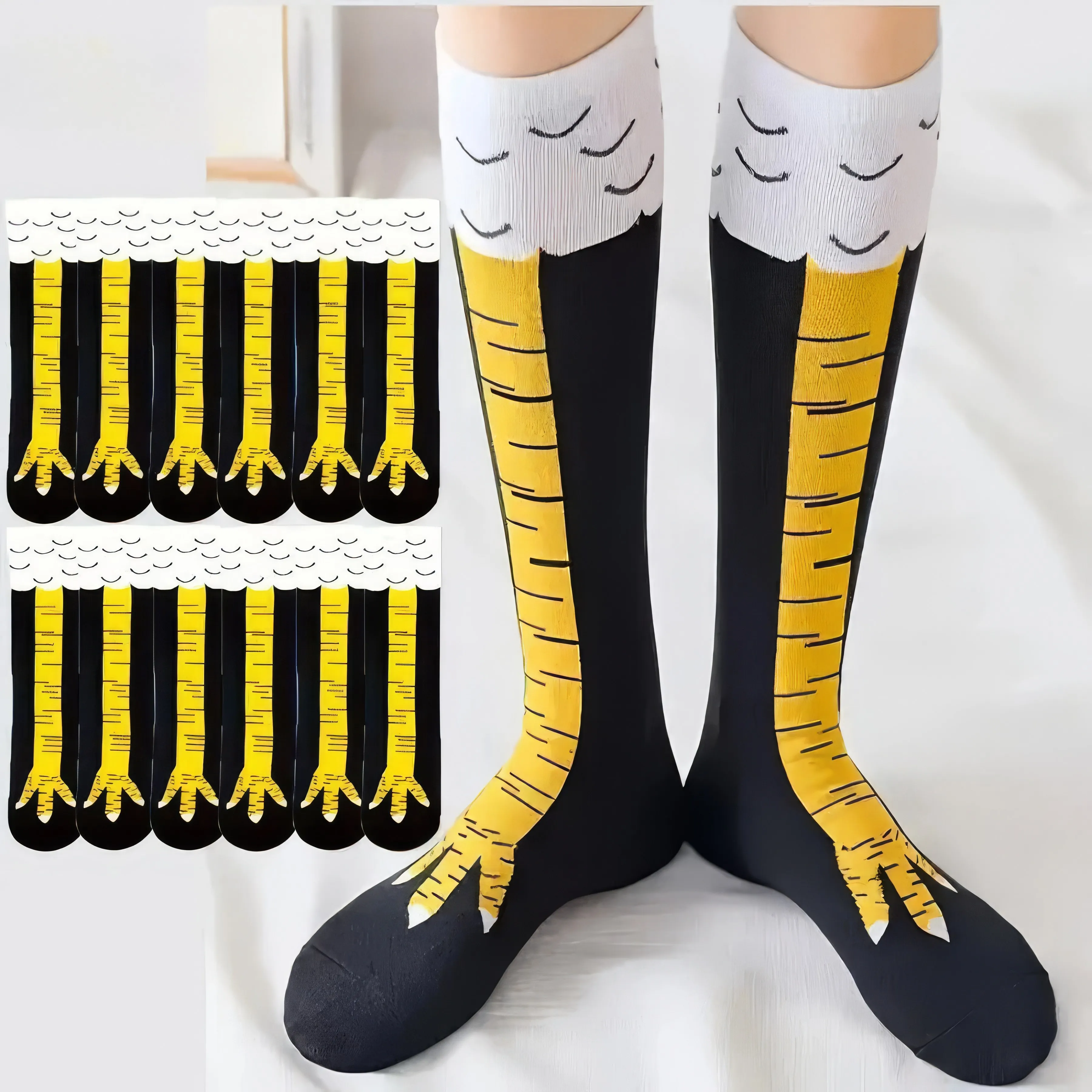 6 pares de calcetines largos locos con garras de pollo, calcetines novedosos divertidos y cálidos para fiesta de disfraces de Halloween