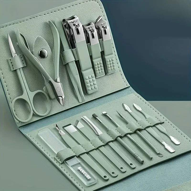 Obcinacz do paznokci Zestaw narzędzi do manicure, z przenośnym etui podróżnym, szczypce do skórek i zestaw obcinaczy, profesjonalne obcinacz do paznokci Pedicure — zdjęcie 2
