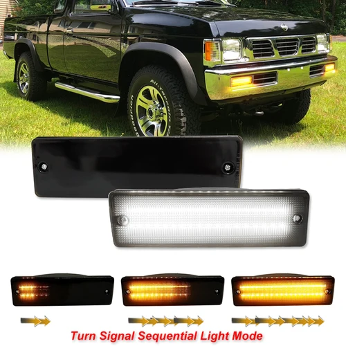 Para Nissan Pathfinder D21 cuerpo duro reemplazar parachoques LED ámbar señal de giro luz de circulación diurna blanca 1988-1997