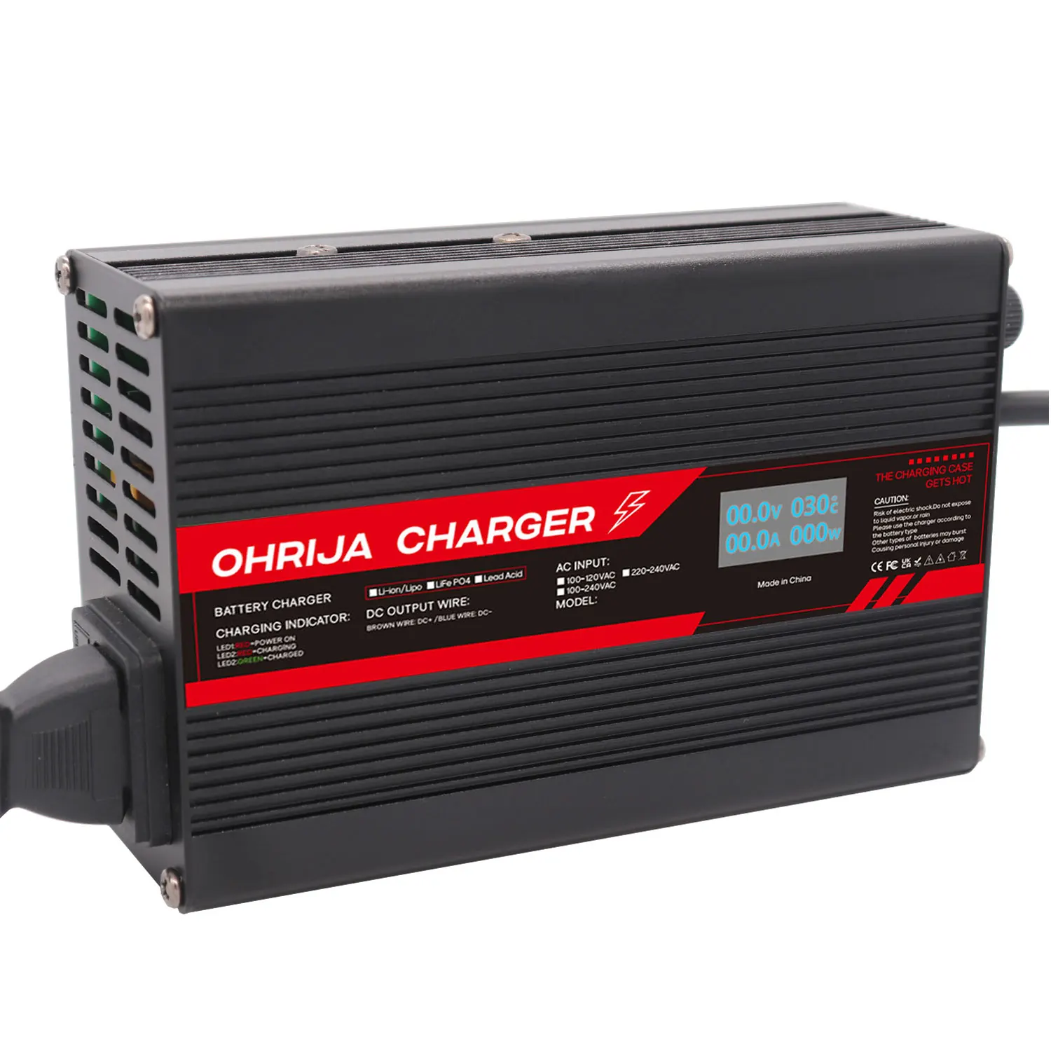 OHRIJA 54,6V 6A Intelligentes Li-Ion-Akkuladegerät für 13S 48V Lithium-Akku Aluminiumgehäuse CC/CV-Ladung Überladeschutz EU – Detail 1