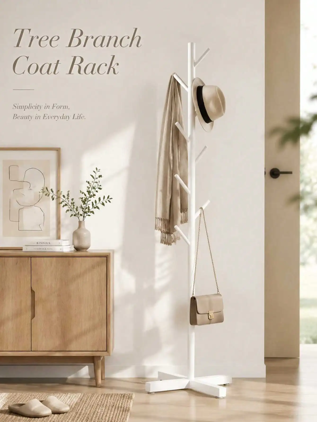 Porte-manteau moderne autoportant en fer, porte-vêtements de chambre à coucher avec base croisée, connexion sans couture, barre lisse, base stable réglable, adapté aux vestes et aux chapeaux