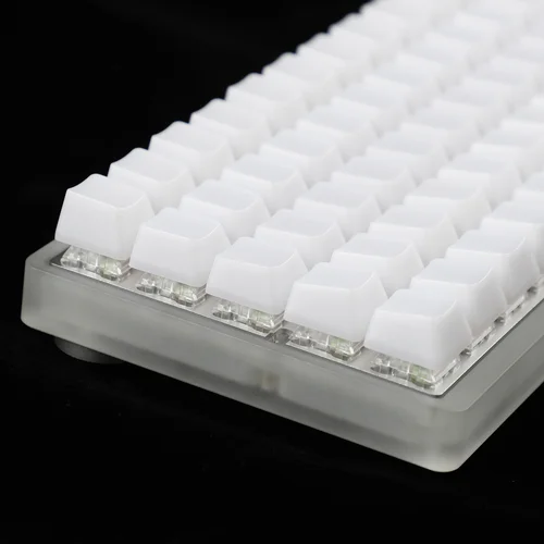 Imagen 2 del producto Teclas negras antiniebla transparentes en blanco, ABS brillante a través del perfil OEM para diseño ortopédico, teclado MX XD75 ID75 Planck Preonic Niu40