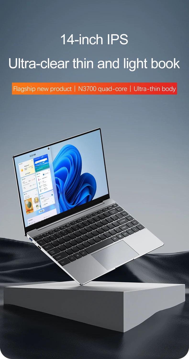 New LENO 14.1" Ultra Laptop  Intel N3700 Notebook Gamer 1920*1080 Display Office Study Computer PC Windows 11 Pro  16GB/32GB DDR4  Windows 11 PC