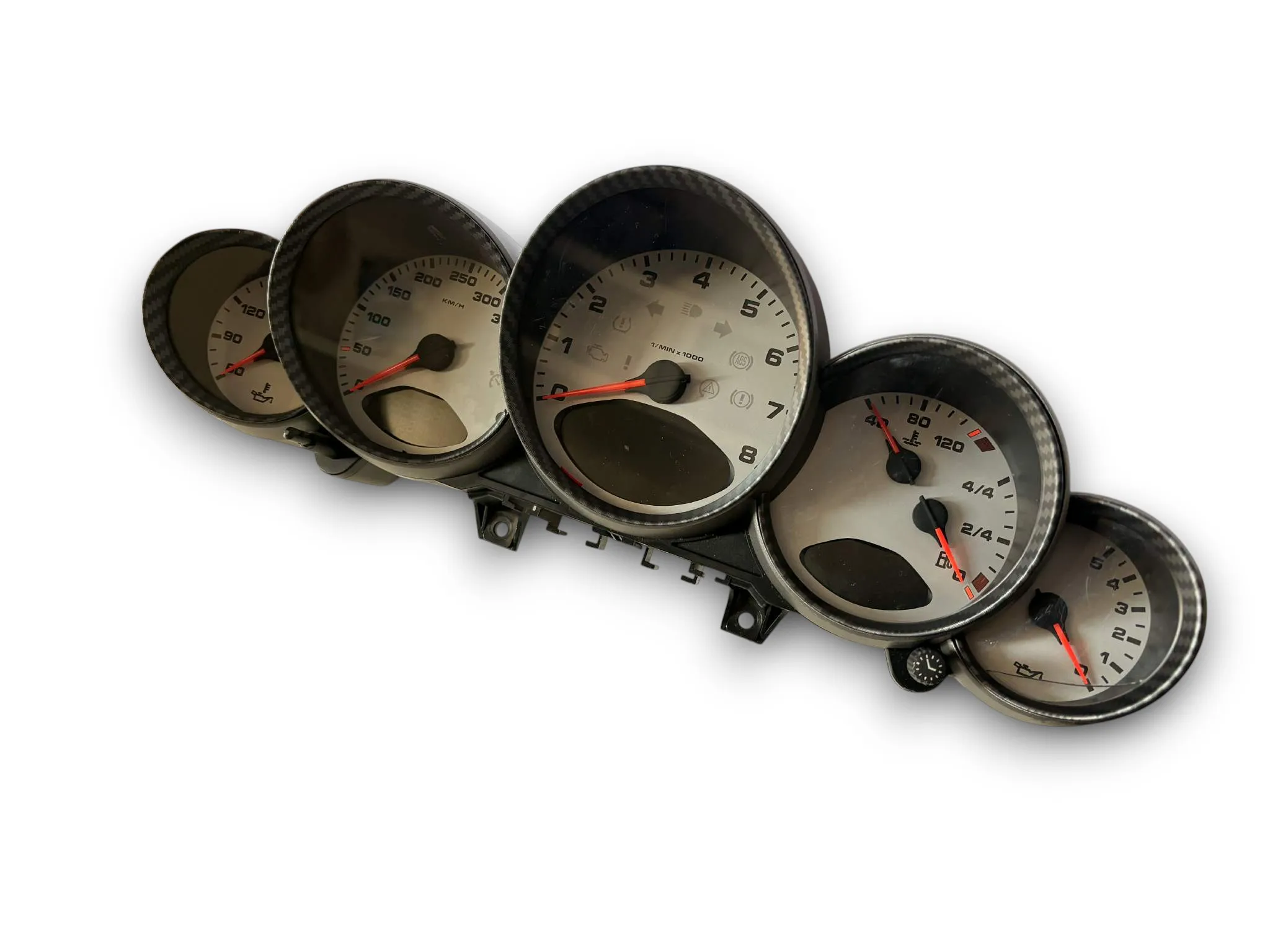 One Set of 5 Pieces - Matt Carbon Fiber Style Dashboard Dial Gauge Rings Bezel Trim For Porsche 911 997 GT3 GT3RS Turbo Targa view 5