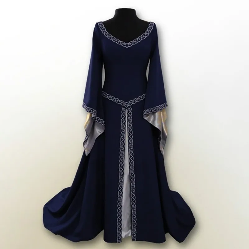 Long Sleeve Round Neck Mid Length Retro Dress with Seamless Full Skirt High Waist Regular Sleeve Literary Retro Summer for Women - view 5