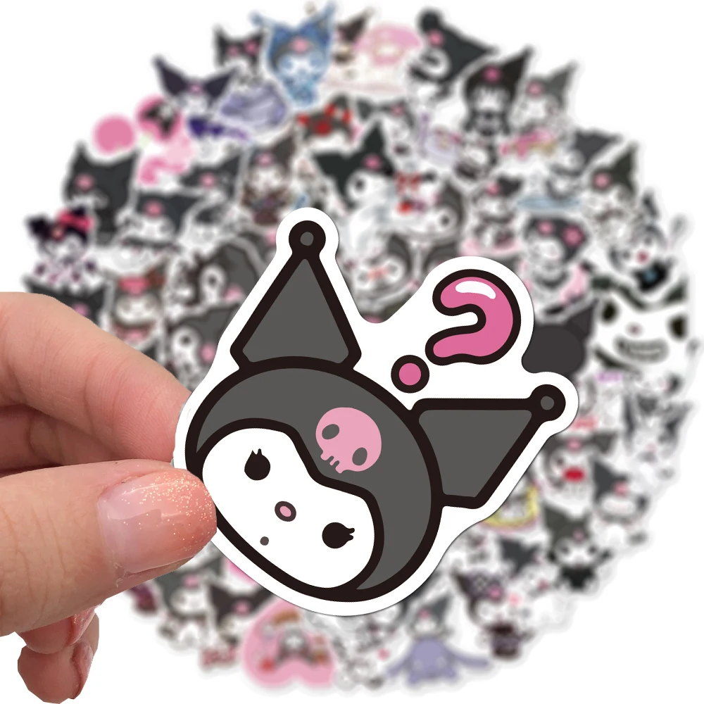 Pegatinas Kawaii Sanrio Kuromi de 10/30/50/100 piezas, calcomanías divertidas de juguete para ordenador portátil, guitarra, pegatina de dibujos