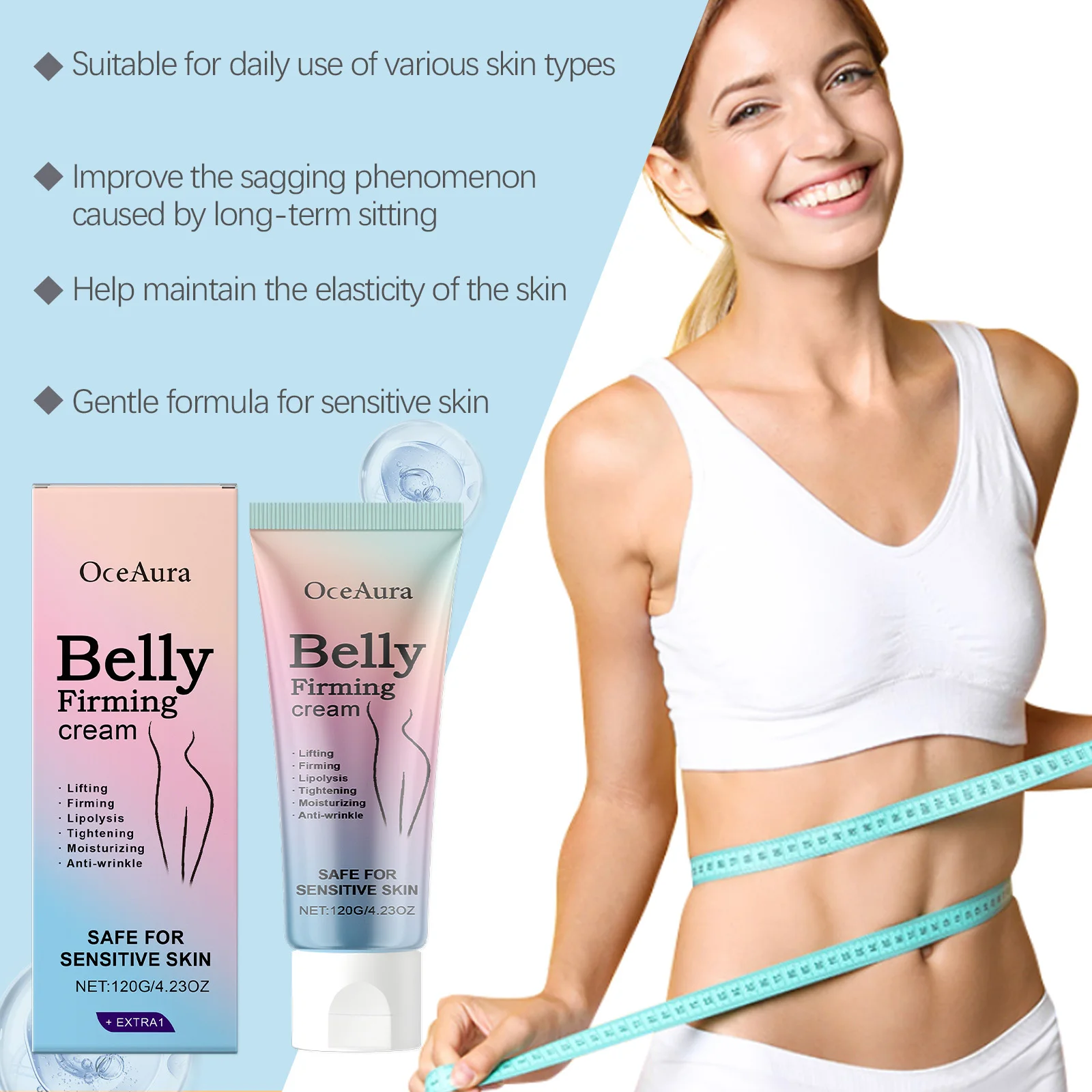 Oceaura 120 جرام كريم شد البطن حرق الدهون تحسين ترهل الجلد تشديد البطن التخسيس فقدان الوزن كريم تشكيل البطن #2