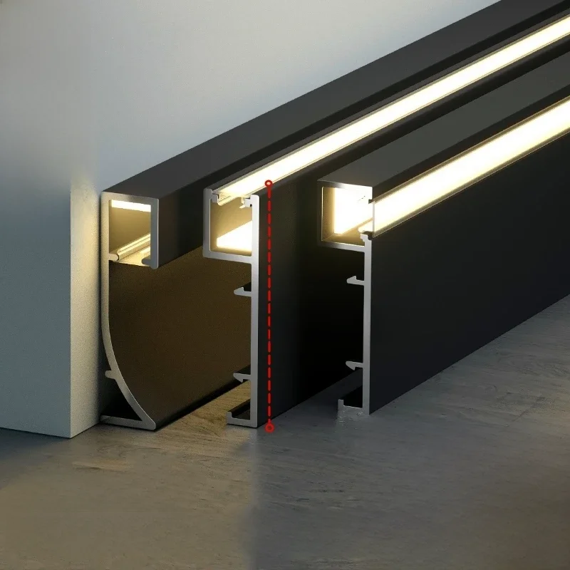 Ligne de plinthe LED d'angle GNE, profil en aluminium, rétro-éclairage encastré, connecteur de plinthe, garniture murale, barre de sol, bande lumineuse, 0.5m, 1m