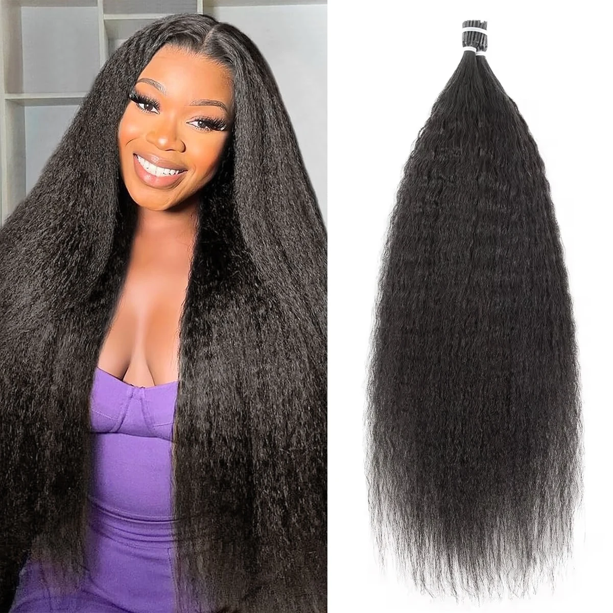 وصلات شعر ميكرولينك I نصائح ميكرولينك شعر بشري غريب مستقيم وصلة شعر مع خرز مجاني جودة ريمي يمكن إعادة تصفيفه #1