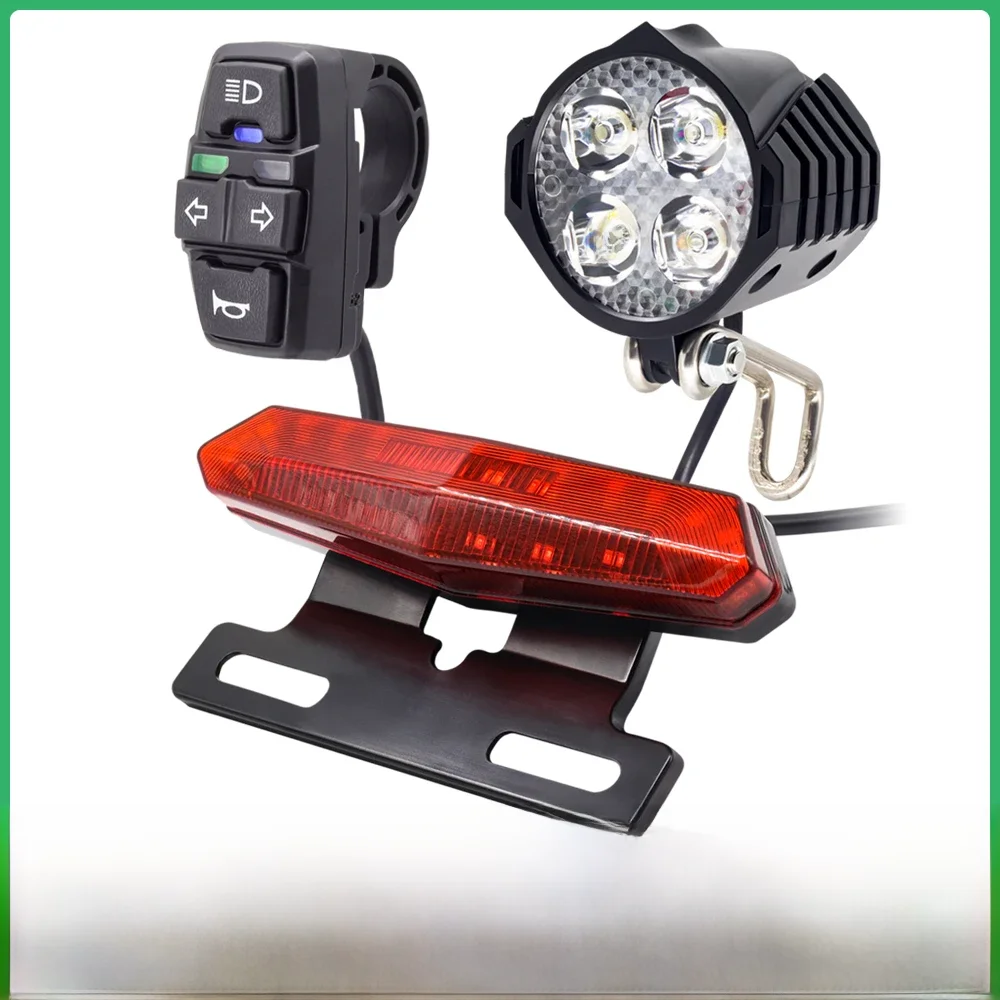 AliExpress wexplore Ebike Front Brake Rear Light Set For 36V 48V Battery Contain Horn Headlight Switch And With Ebike Turn Functional Tail Light