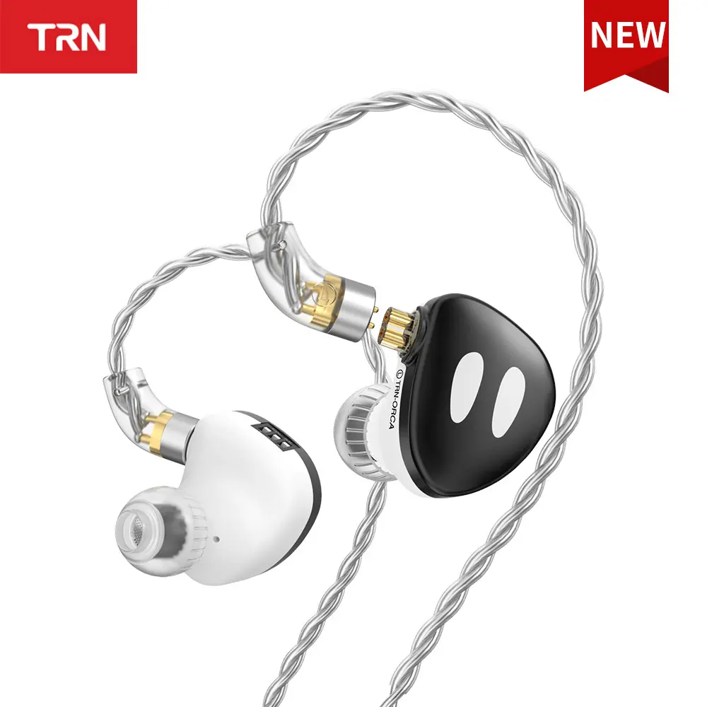 TRN ORCA 10mm Dual-Chamber Dynamic Driver IEMS HiFi Earphone Wired Earbuds with Detachable Cable for Musicians Audiophiles