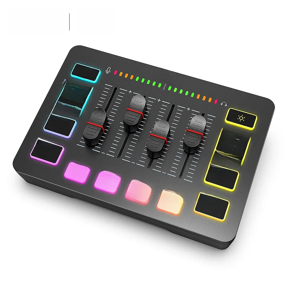 Mikser Audio do gier FIFINE, strumieniowy 4-kanałowy mikser RGB z mikrofon XLR interfejsem, do gry głos, Podcast,AmpliGame SC3 — zdjęcie produktu 7