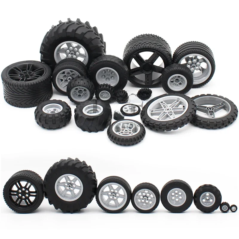 MOC Technische Reifen Rad Hub DIY Ziegel Auto Lkw 44309 70695 15413 Bau Bausteine Kompatibel